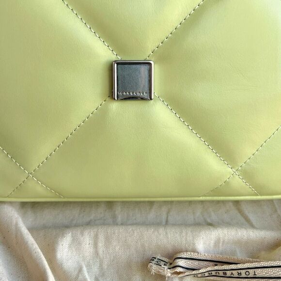 💚Brand New Tory Burch Kira Top Handle Napa Diamond Quilted Bag in Pear / Silver - Picture 12 of 17